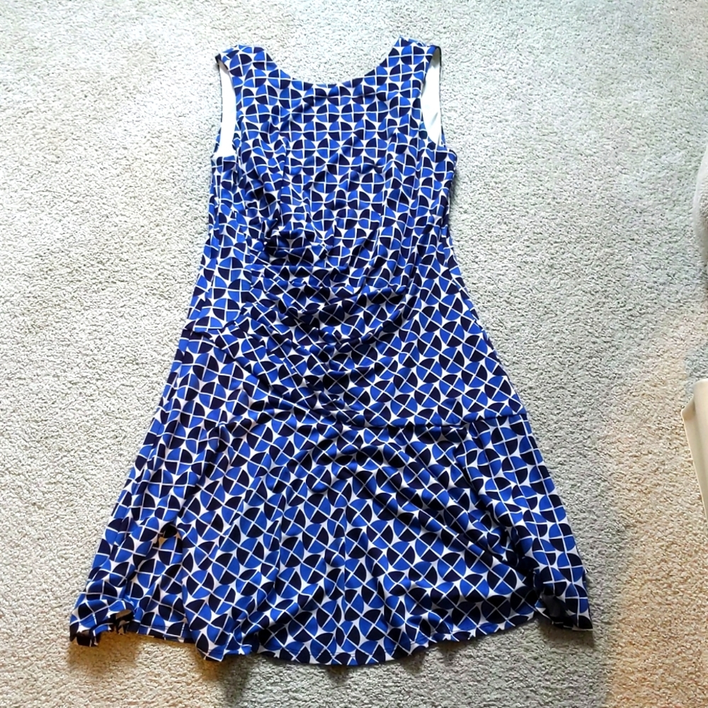 Retro print ruched dress